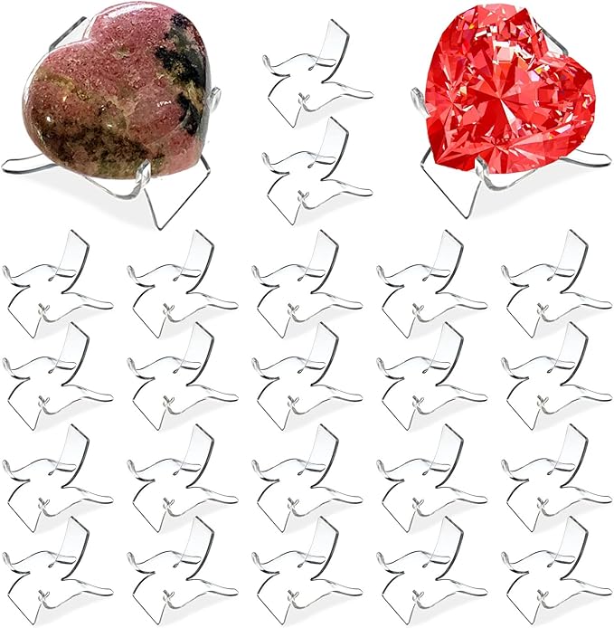 (24 PCS 2.2 x 1.69 x1.89 inch Crystal Display Stand,Acrylic Rock Display stands,Clear Display Easel Stands Pedestal for Crystal Geodes Rock Mineral Agate Fossil Coral crystal/gemstone Small Collectibles Display Stands (Medium)