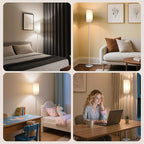 2Pack Floor Lamp, Pole with Foot Switch, Modern Standing Lamp Lamp, Minimalist Freestanding Lamp (Bulb Not Included), for Living Room, Bedroom Office ETL Listed, Silver and White,SCW07LDP205