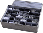 AARAINBOW Underwear Socks Ties Storage Organizer with Lids Foldable Closet Drawer Organizer 30 Cells, Fabric Wardrobe Divider Storage Box for Scarves and Lingerie (30 Cell, Gray)