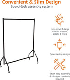 Amazon Basics Heavy Duty Portable Rolling Garment Rack, Hanging Clothes Organizer Rail for Display and Storage, Easy to Assemble, 19 x 60 x 48 inches, Black