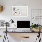 AKTOP Cork Board Bulletin Board with Linen 16.7" X 11", Small Framed Corkboard for Wall, Hanging Pin Board Picture Board for Home Office Decor, Cute Vision Board with 8 Pushpins (Vintage White)