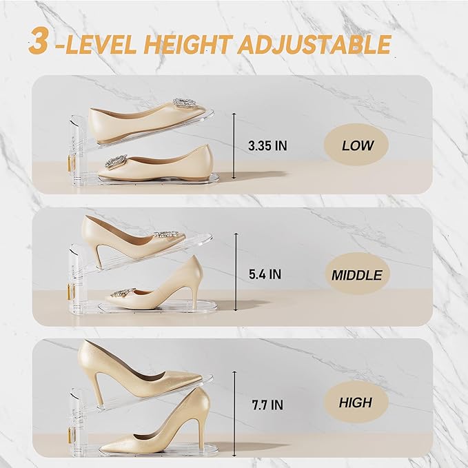 Shoe Slots Organizer for Closet, Shoe Stacker Organizer Double Layer Stack Shoe Rack, Shoe Display Shelf 50% Space Saver Storage Holder for Closet, 36 PACK