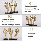 3 Pcs Thinker Small Statue Set - Black Gold Home Decor Abstract Art Figurines for Shelves, Living Room Coffee Table, Office Desktop (3 Pcs Gold, 6")