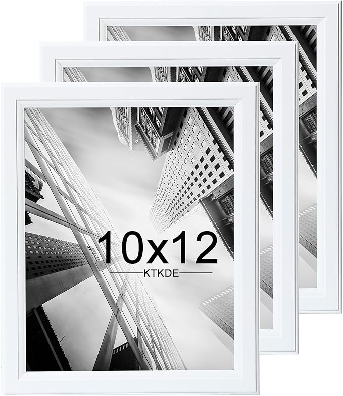 KTKDE 10x12 Picture Frame Set of 3,White Wooden frames, Vertical & Horizontal Wall Hanging for Wall or Tapletop Display,Studio Gallery Photo Frame for Photos, Posters & Art Prints
