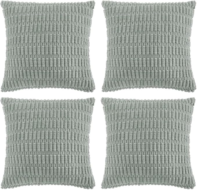Fancy Homi 4 Packs Decorative Throw Pillow Covers for Living Room Couch Bed, Modern Farmhouse Boho Home Décor Accent Cushion Case, 22" x 22", Grey Blue