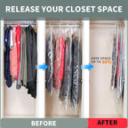 Meetall 6Pack Hanging Vacuum Storage Bag Reusable Space Saver Compressed Bag with Hangers.3pcs in 26.3x35.4inch(67x90cm) and 3pcs in 26.3x43.3inch (67x110cm).Work with Any Vacuum Cleaner.