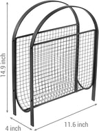 MyGift Mid-Century Design Magazine Rack, Matte Black Tone Metal Mesh Freestanding Magazine Organizer Holder Sling