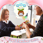 Wavwavw 3 Pack Teacher Appreciation Gift Positive Flower Handmade Crochet Doll Thank You for Helping Me Grow Gifts Back to School Gifts for Women Teacher(Puff Flower)