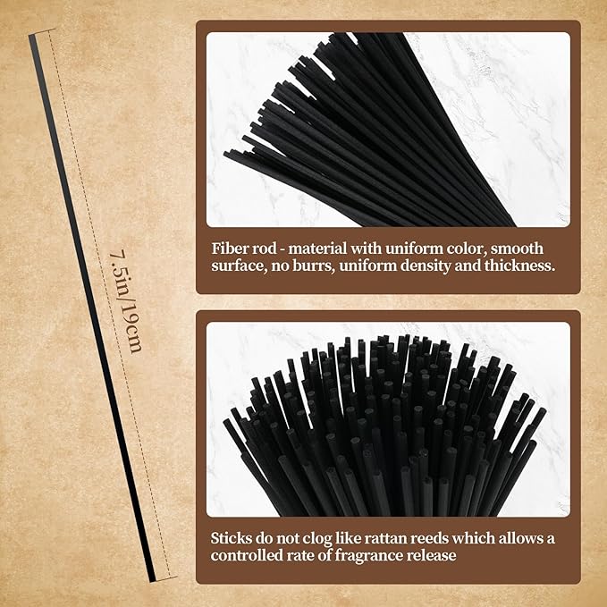 90Pcs Thick Reed Diffuser Sticks-7.5inch/4mm Black Reed Sticks,Diffuser Refills,Suitable for Diffusing Essential Oil Aromas (4mm x 19cm (90pcs))