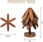 Yuoyar Trivets, Wooden Tree-Shaped sapele Wood Drink Trivets Set for Coffee Table, Kitchen Table Decor