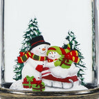 GenSwin Christmas Snow Globe Candle, Swirling Glittering Candle with Timer, Music, Snowmans Scene, Winter Snow Shaped Lantern, USB/Battery Operated Candles for Christmas Decoration