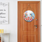 Spring Summer Hummingbird Birds Front Door Sign Farmhouse Spring Flowers Door Hanger 12"x12" Seasonal Summer Wooden Wreath for Outdoor Outside Porch Welcome Wall Hanging Decoration for Home