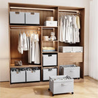 HOUSE AGAIN Shoe Organizer for Closet, Foldable Shoe Storage Organizer Box with Wheels and Adjustable Dividers, Sturdy Metal Frame Fits up to 16-32 Pairs, Large Shoes Storage with Clear Cover