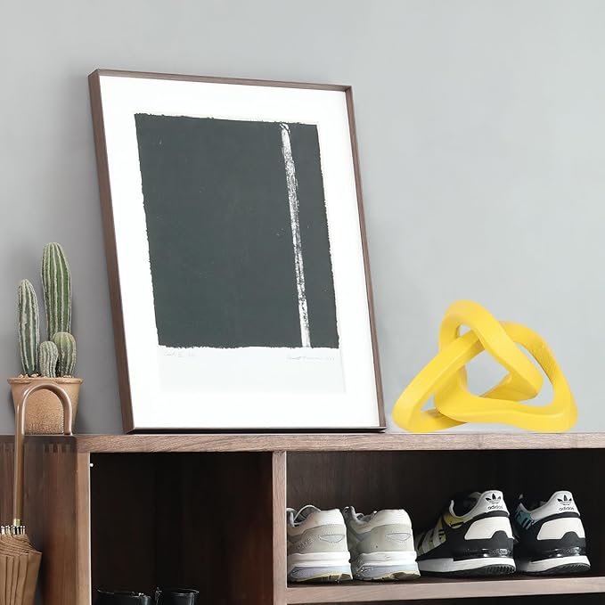 LCCCK Infinity Knot Sculpture Yellow Knot Decor Object, Abstract Knick Knacks Coffee Table Modern Statue, Yellow Sculpture for Home Living Room Table Ornaments and TV Stand Bookshelf Decorative