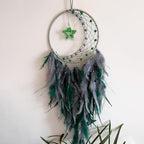 Crystal Dream Catcher,Large Dream Catcher for Adult,Green Boho Dream Catcher Wall Decor with Gemstone Hanging Ornament Girls Dorm Room Decor Festival Gift