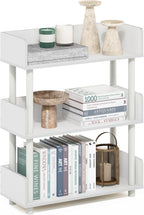 Furinno Turn-N-Tube Display Shelf, 3-Tier Storage Shelves with Side Panels, Open Shelves Book Shelf with Rounded Corner Top Edges, for Organization and Storage, Living Room, Home Office, White