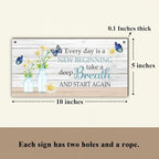 Motivational Inspirational Gift for Women Butterfly Decor Wood Hanging Sign, Wood Home Office Decor Sign Wall Plaque, Wall Art for Bedroom Wall Shelf Living Room, Everyday Is A New Beginning -21