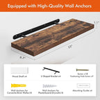 YUFLINX 23’’Rustic Brown Floating Shelves for Wall,Rustic Wood Shelf for Room Decor/Storage/Display,Small Bookshelf,Wall Mounted Hanging Shelves for Bedroom, Bathroom, Living Room, Kitchen,Set of 4