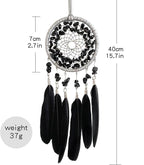 Car Rear View Mirrior Hanging Accessories Black Dream Catcher Small, Crystals Stones Feather Pendant Interior Rearview Mirror Decoration