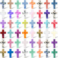 Nuenen 50 Pcs Cross Charm for Women Man Celebration Grad Decor Crystal Pocket Cross Necklace Natural Worry Stone Gift for Jewelry Making Craft Festival Decor(0.71 x 0.98 x 0.24 Inch,Fresh)