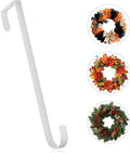 MCFULL 12 in Wreath Hangers for Front Door,Sturdy Metal Wreath Doors Hangers,Over The Door Hooks for Front Porch Decor,White Garland Hooks Holders for Halloween Christmas Decorations