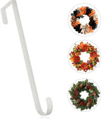 MCFULL 12 in Wreath Hangers for Front Door,Sturdy Metal Wreath Doors Hangers,Over The Door Hooks for Front Porch Decor,White Garland Hooks Holders for Halloween Christmas Decorations