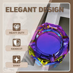 Coomin 5.9in Large Crystal Glass Ash Tray, Sparkly Cigarettes Cigar Ashtray, Ashtrays for Smokers Indoor Office Home Desktop Tabletop, Gifts for Women, Purple