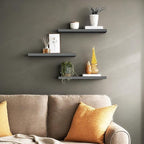 BAYKA Floating Shelves for Wall, Set of 3, 22.5 Inches Wall Mounted Rustic Wood Shelves for Bathroom, Bedroom, Living Room or Kitchen Decor, Storage for Books, Lego, Plants, Gray