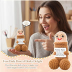 Funny Positive Crochet Animals Gag Doll Emotional Support Stuffed plushies for Adult Men Women,Weird Things Motivational White Elephant (Brown Doll with Glasses)