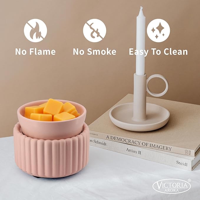 VICTORIA AROMA Ceramic Wax Melt Warmer 3-in-1 Wax Warmer for Scented Wax - Electric Fragrance Burner for Home, Office, Bedroom - Gift & Décor（Pink）