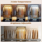 Aheaplus Closet System with Motion-Sensing Light, 3 Wooden Drawers and 4 Hanging Rods, Customizable Walk-in Closet Organizer with 3CCT LED, Heavy Duty Garment Rack for Bedroom,Black