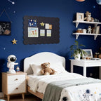 Lightomorrow Scalloped Bulletin Board, 36 x 24 Inches Felt Pin Board - Decorative Cork Alternative for Wall, 3' x 2' Foldable Picture Self-Adhesive Vision Prayer Board with 20 Pushpins - Black