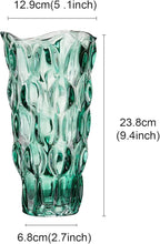 CEMABT 9.5inch 3.4 lb Glass Vases for Flowers Unbreakable Thickened Morden vase for Tables Centerpieces,Colorful,Vintage and Clear Rose Large Flower vases for Bouquet Unique Gifts（Green）