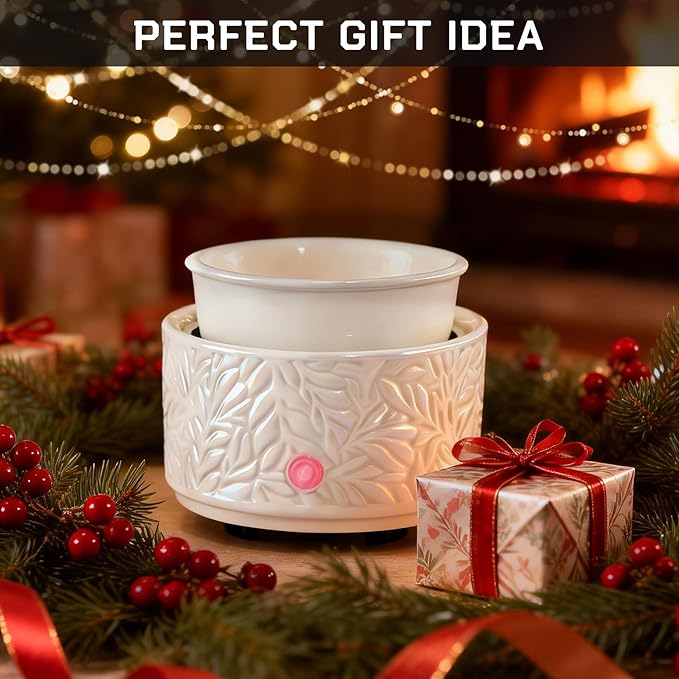Wax Melt Warmer 3-in-1 Electric, Ceramic Wax Burner for Scented Wax & Essential Oil – Fast Heating, Flame-Free Aromatherapy for Home Office, White