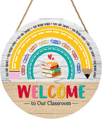 Welcome Sign for Classroom Door Decorations Welcome to Our Classroom Door Sign 12"x12" Welcome Back to School Door Hanger Wreath Classroom Signs for School Classroom Bulletin Board Teacher Supplies