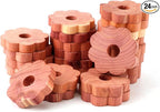24pcs Cedar Chips for Clothes Storage, 1.77x0.31in Cedar Rings Wood Cedar Blocks Redolent Cedar Rings for Houses Drawers Closets Shoebox Clothes Storage