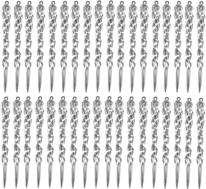 48 Pcs Plastic Hanging Icicles Drop Ornament for Christmas Tree Wedding Party Decorations (Transparency)