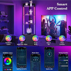 5-Tier Corner Shelf with RGB LED Light, 65" Tall Display Cabinet with Storage, Remote & APP Control, Adjustable Brightness/Color Temp, Floor Lamp with Shelves for Living Room Bedroom (Black)