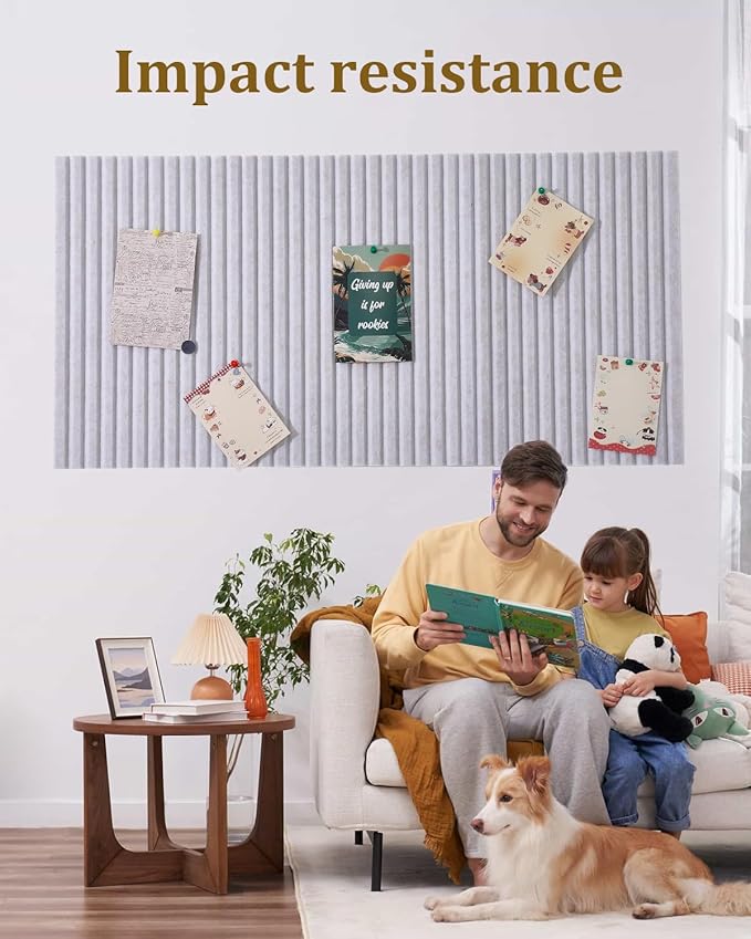 48 x 32" Large Bulletin Board, Decorative Felt Pin Board, 0.35“ Thick Foldable Photo Display Board with Self-Adhesive Tape, Vision Board for School Home Kitchen Office Walls/Sliver Grey