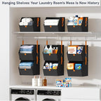 DIMJ Hanging Closet Organizer - 4 Tier Collapsible Hanging Shelves with Hooks Zipper, Fabric Clothes Organizer, Space-Saving Storage Bin Basket for RV, Bedroom, Laundry Organization