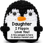 Belatelove Daughter Gifts from Mom Dad, Handmade Crochet Penguin Birthday Mother's Day for Daughter, Funny I Love You Gift for Year Old Girl Kid Daughter Adult Teen Small Easter Decor