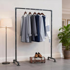 Industrial Pipe Clothing Rack 59in,Clothes Racks for Hanging Clothes,Heavy Duty Display Garment Rack