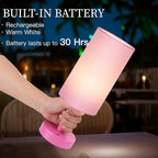 LALISU Small Table Lamp Nightstand Lamp Linen Lampshade Bedroom Wood Base Small Bedside Lamp for Night Stands, Desk Lamps for Reading Living Room, Office (LED Bulb Included) (Pink)