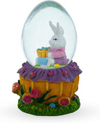 Bunny and Carrots Basket Water Globe