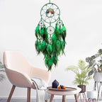 Green Large Dream Catcher Wall Decor Crystal Tree of Life Dream Catchers Handmade Feather Dreamcatcher Wall Hanging Ornament for Bedroom Living Room Home Decor