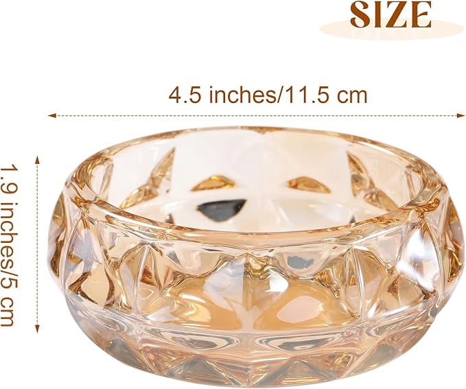 Timgle Glass Ashtray 4 Packs Round Crystal Ash Tray Clear Ashtrays for Home Portable Heavy Duty Decorative Office Patio Indoor Outdoor(Amber)