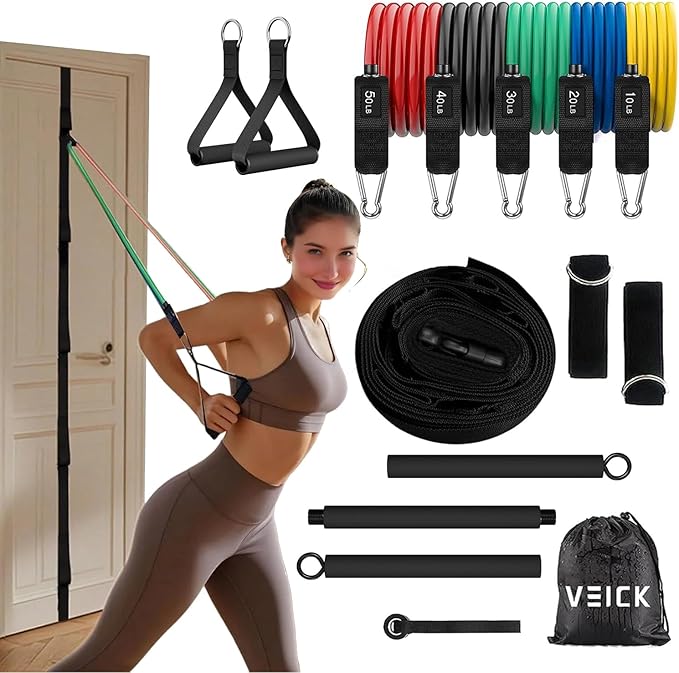 VEICK Resistance Bands, Exercise Bands, Workout Bands, Resistance Bands for Working Out with Handles for Men and Women, Exercising Bands for Fitness Weights Work Out at Home