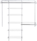 Rubbermaid Configurations Deluxe Custom Closet Kit 3-6 Ft. Adjustable Metal Wire Shelving White Finish Expandable Organization System Hardware Included for Home Closet/Pantry/Laundry/Mudroom