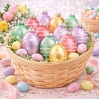 Lillian Vernon Pastel Frost Blown Glass Easter Ornaments - Handcrafted Hanging Tree Decorations, Easter Egg Holiday & Party Decor, 2 in, Assorted, 12-Piece Set