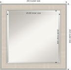 Amanti Art White Wall Mirror 24x24 Cottage White Silver Square Bathroom Mirror for Wall Decor Living Room, Medium Cottage Wood Frame, Hangs Horizonally and Vertically, Bathroom Decor, Beveled Edge